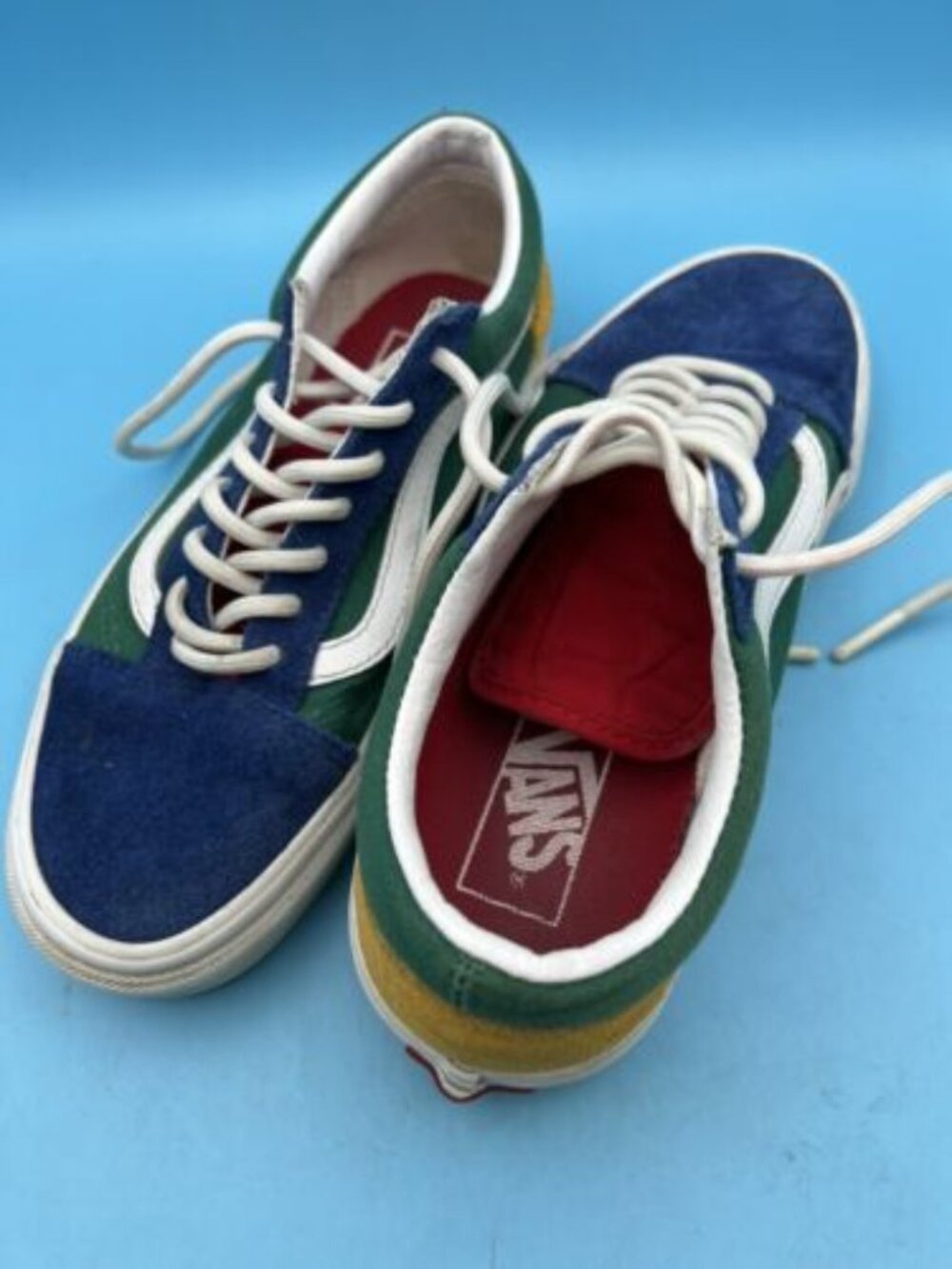 Vans Off The Wall Lace Up Shoes Men Size 6 Skateboard Red Blue Green Multi